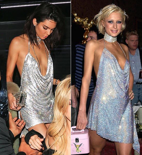 Kendall Jenner Paris Hilton vestido glitter