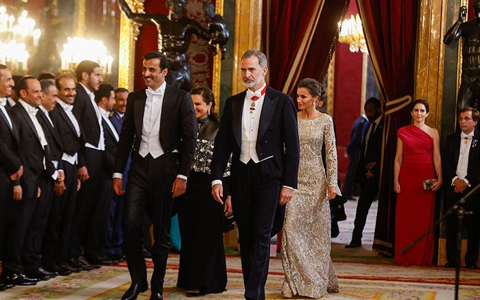 Los reyes Felipe y Letizia, anfitriones en una cena de gala para el emir y la jequesa de Catar