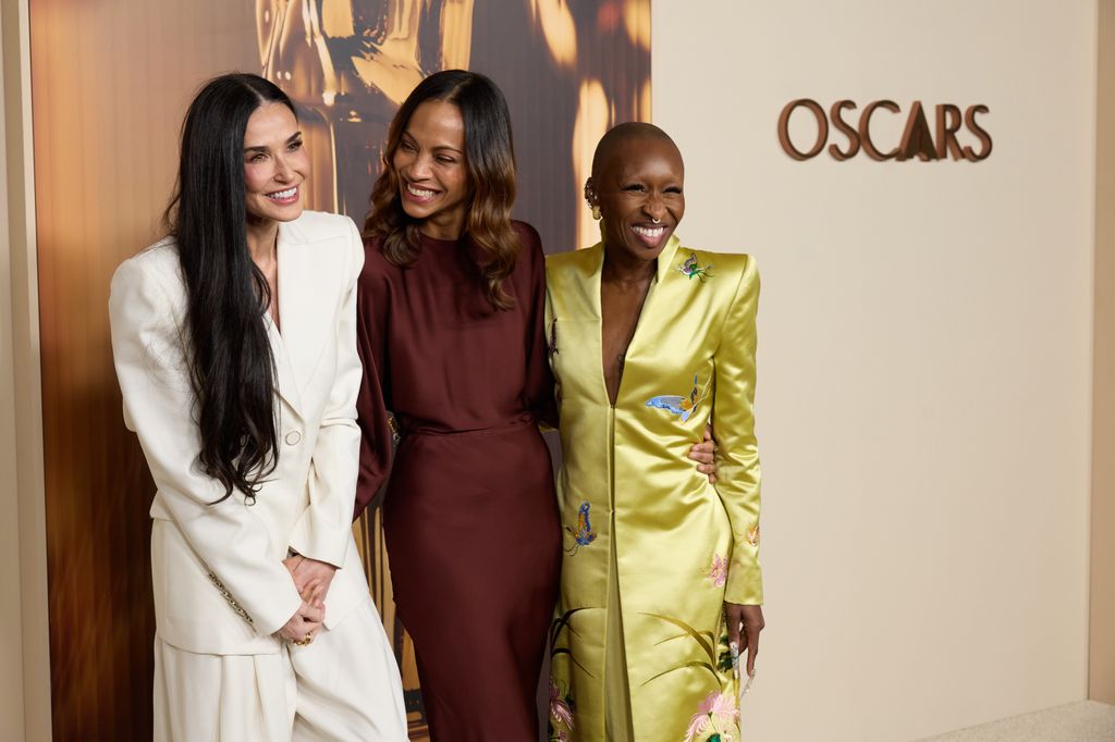 Demi Moore, Zoe Saldaña y Cynthia Erivo en la cena de los nominados a los Oscar 2025