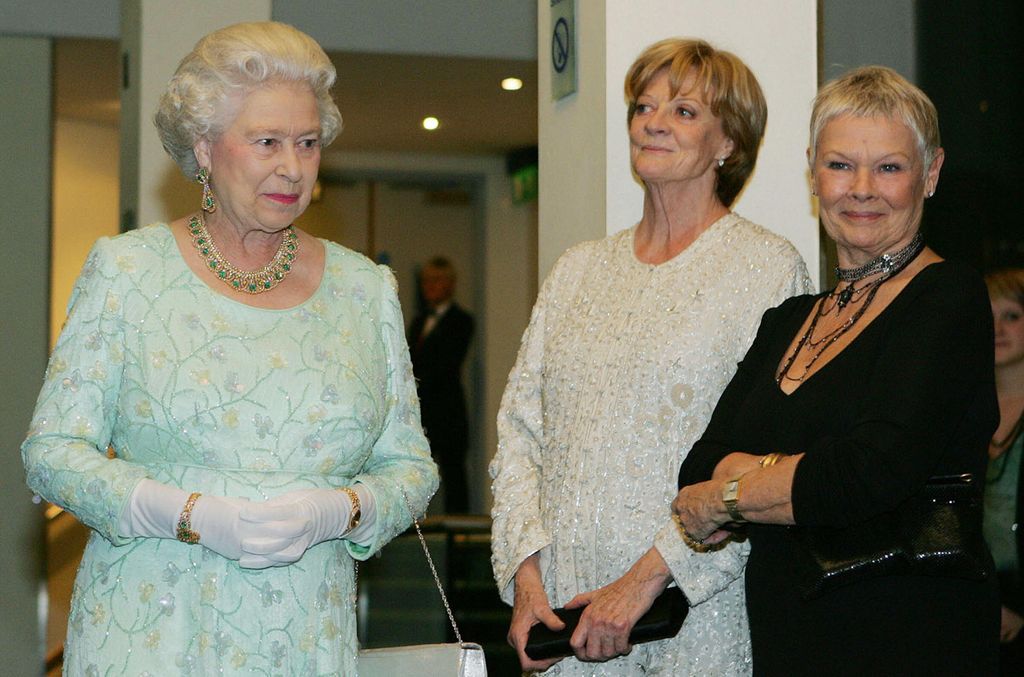 Maggie Smith with Judi Dench and Queen Elizabeth II