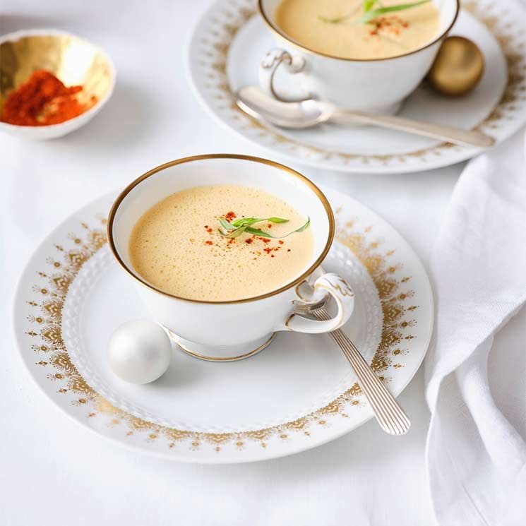 Bisqué de cigalas con pimientos del piquillo