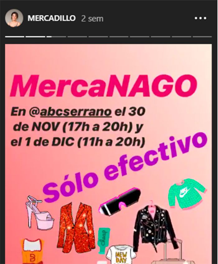 Mercadillo solidario de Nagore Robles en su cuenta de Instagram