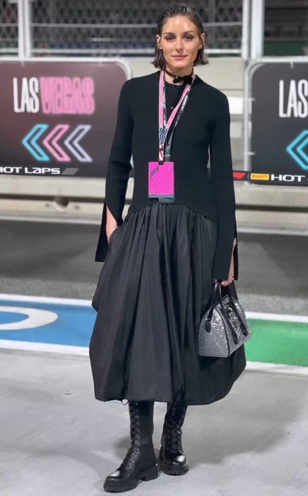 Olivia Palermo con vestido combinado