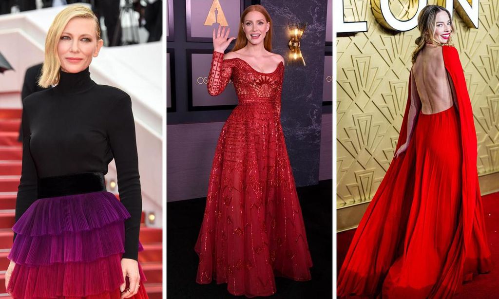 
Arriba, Julia Roberts vestida de Elie Saab para los Oscar 2019. Sobre estas líneas, de izquierda a derecha, Cate Blanchett, Jessica Chastain y Margot Robbie.
