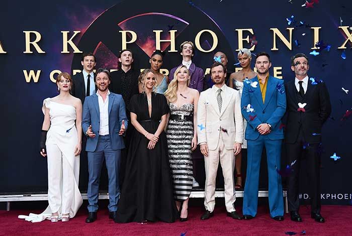 Reparto del filme durante la premiere de de X Men: Dark Phoenix en Los Ángeles