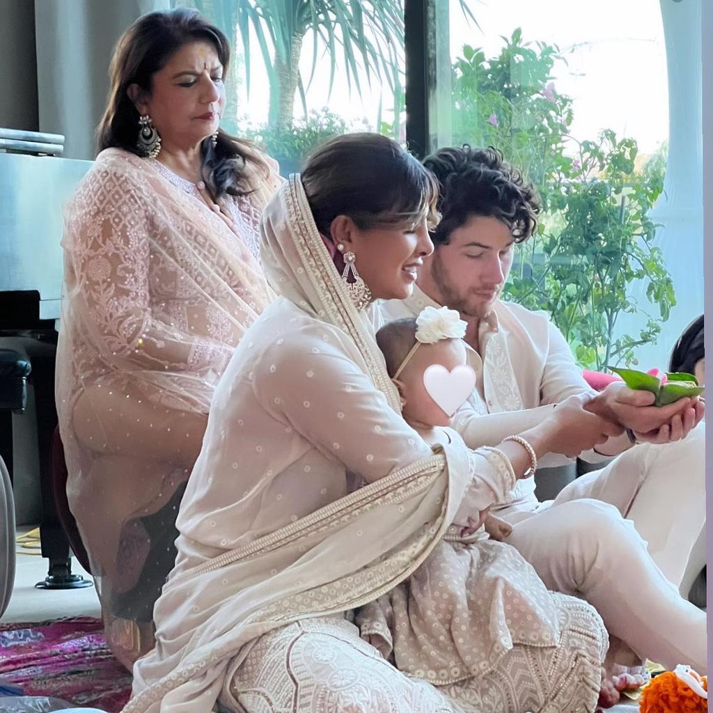 Priyanka Chopra y Nick Jonas en la celebración del primer Diwali con su hija Malti Marie