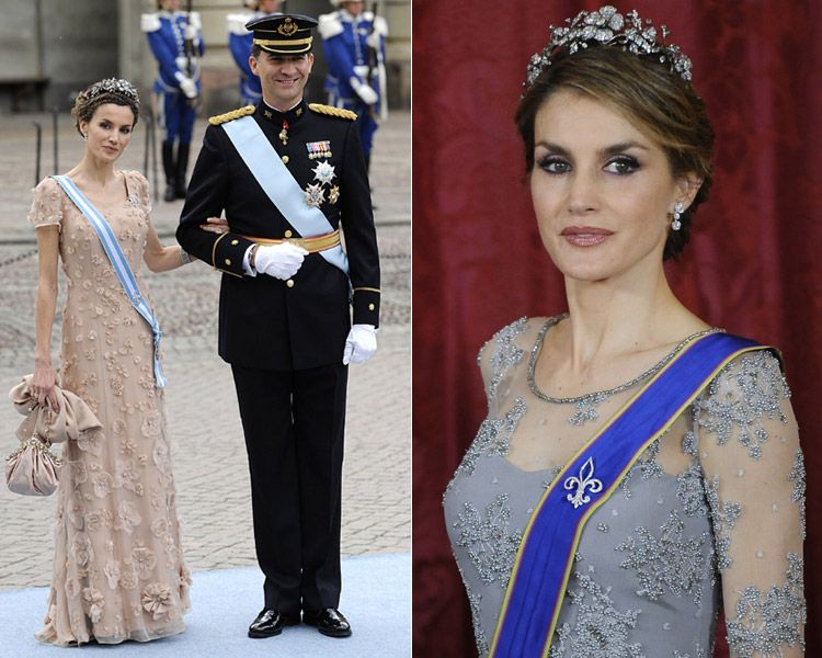 Don Felipe y doña Letizia -la entonces Princesa de Asturias con su tiara favorita que fue a la perfección con un recogido con trencitas- durante la boda real de Victoria y Daniel de Suecia
