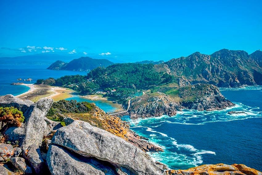 Panorámica de las islas Cíes, Rías Baixas, Galicia