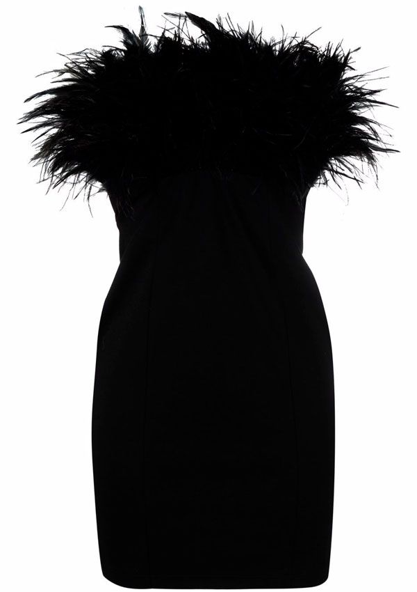 vestido corto negro plumas farfetch