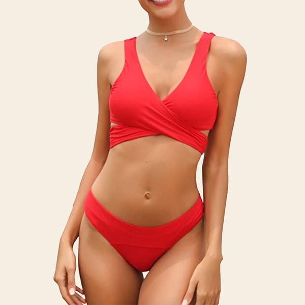 bikini rojo cruzado