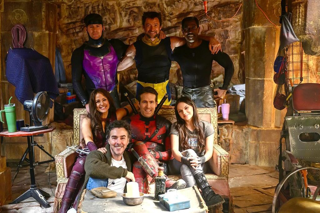 Channing Tatum, Hugh Jackman, Wesley Snipes, Jennifer Garner, Ryan Reynolds, Dafne Keen y el director Shawn Levy.