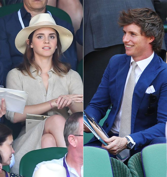 Emma Watson y Eddie Redmayne en la final de Wimbledon