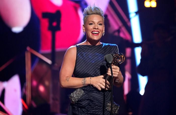 Pink durante su discurso