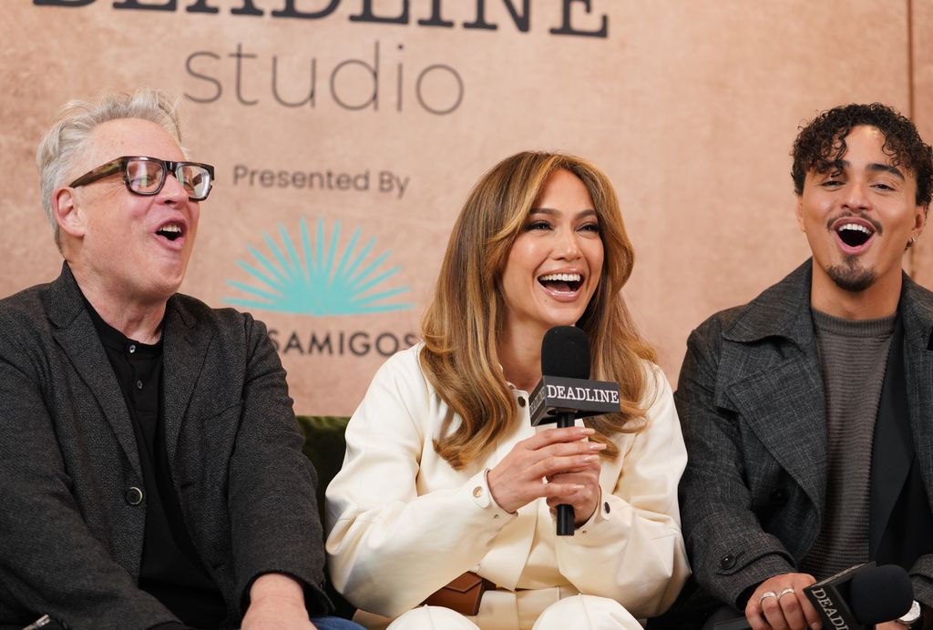 Bill Condon, Jennifer Lopez, Tonatiuh at the Deadline 2025 Sundance Film Festival Studio presented by Casamigos held at the Deadline Studio on January 26, 2025 in Park City, Utah. (Photo by Deadline/Deadline via Getty Images)