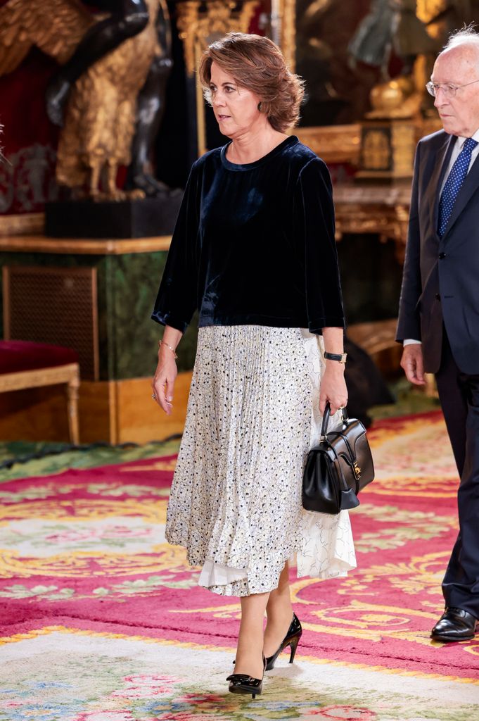 Yolanda Barcina, política y expresidenta de Navarra, en la recepción en Palacio Real por el Día de la Hispanidad