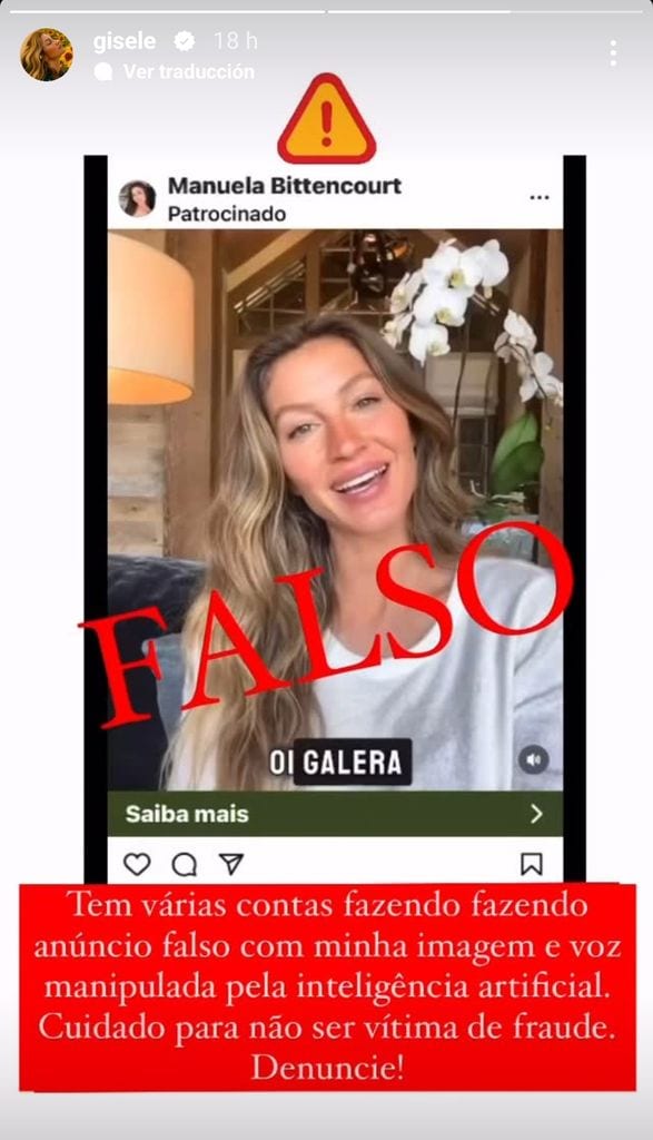 Gisele Bündchen denunció el mal uso de su imagen