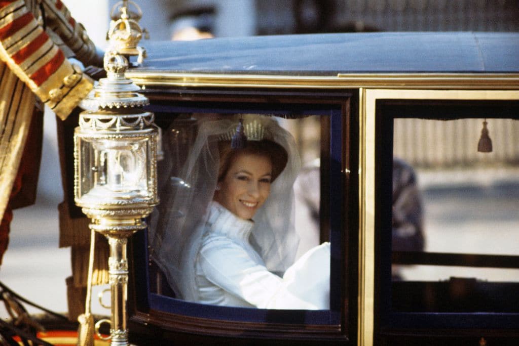 La princesa Ana el día de su boda con Mark Phillips el 14 de noviembre de 1973 en Londres