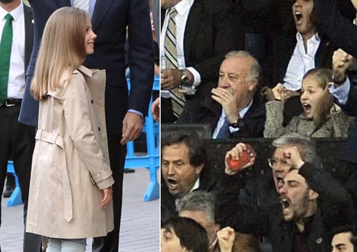 La infanta Sofía acompañó a su padre al fútbol como hizo su hermana hace apenas una semana
