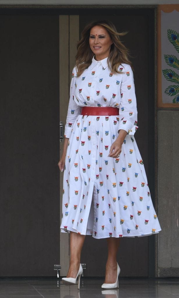 US First Lady Melania Trump Attends Happiness Class At New Delhi School