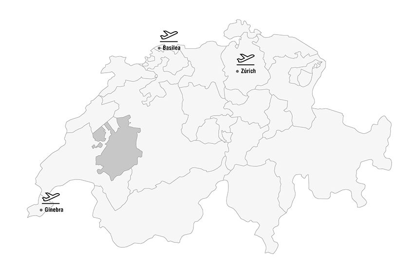 Mapa de aeropuertos que van a Friburgo