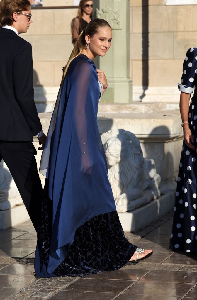 Irene Urdangarin arrives at the Athens Cathedral to attend the marriage between Theodora of Greece, fourth daughter of King Constantine II of Greece, with Matthew Kumar, on September 28, 2024, in Athens (Greece)