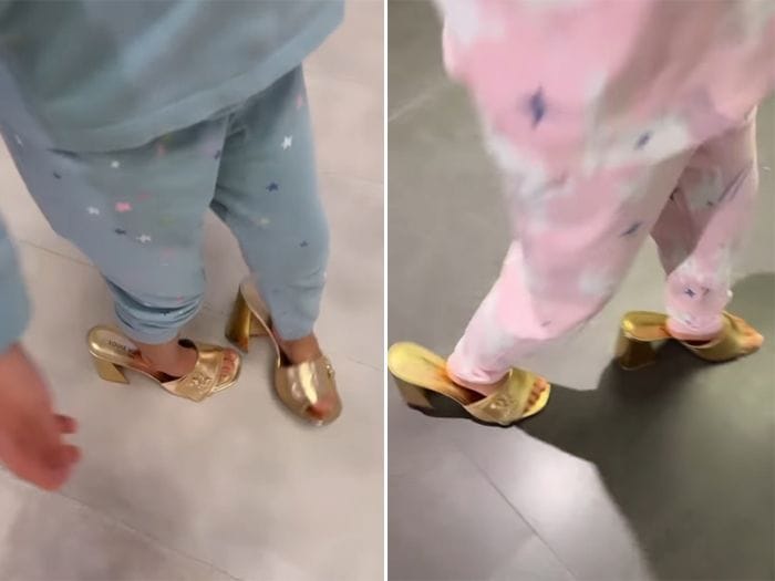 Las hijas de Georgina jugando con sus zapatos