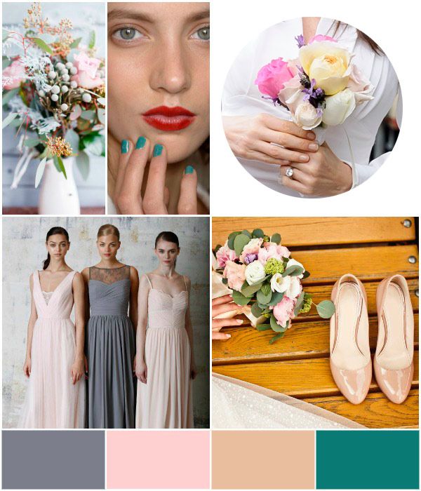 Nail-art de pasarela en color verdeagua, visto en el backstage de Burberry Prorsum, primavera-verano 2015. El ramo de novia de Nancy Shevell en su boda con Paul McCartney, incluye flores de color rosa, vainilla y morado, sin hojas, y con líneas muy simples y de pequeño tamaño. Los vestidos de dama de honor en nude y color piedra pertenecen a la actual colección de Amsale. ©Fotolia ©Estrop 