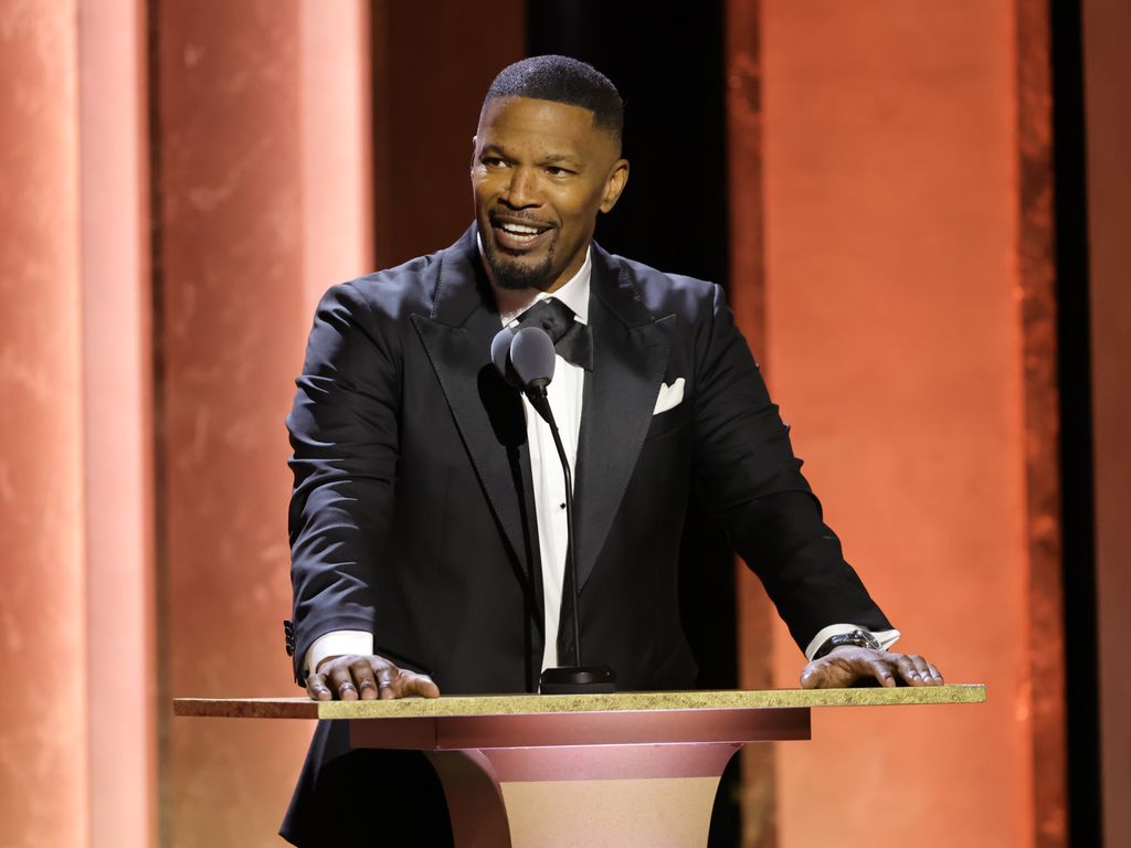 HOLLYWOOD, CALIFORNIA - NOVEMBER 17: Jamie Foxx speaks onstage during the 2024 Governors Awards at Dolby Theatre on November 17, 2024 in Hollywood, California.  (Photo by Kevin Winter/Getty Images)