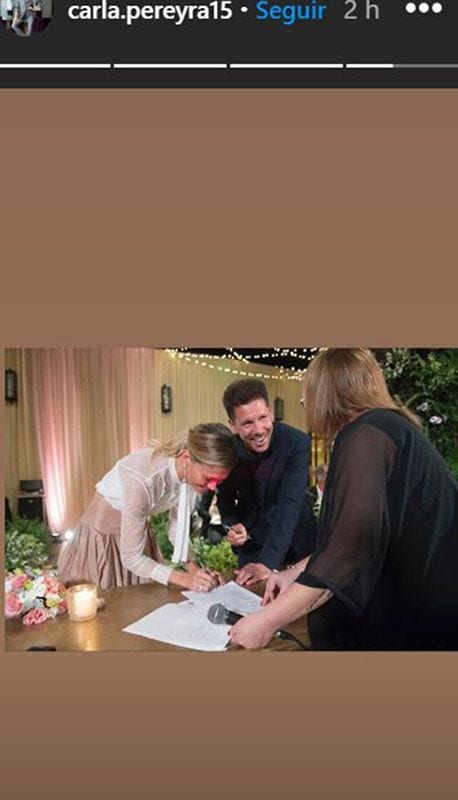 Carla Pereyra y Simeone celebran su primer aniversario de boda con un regalo y unas significativas fotos