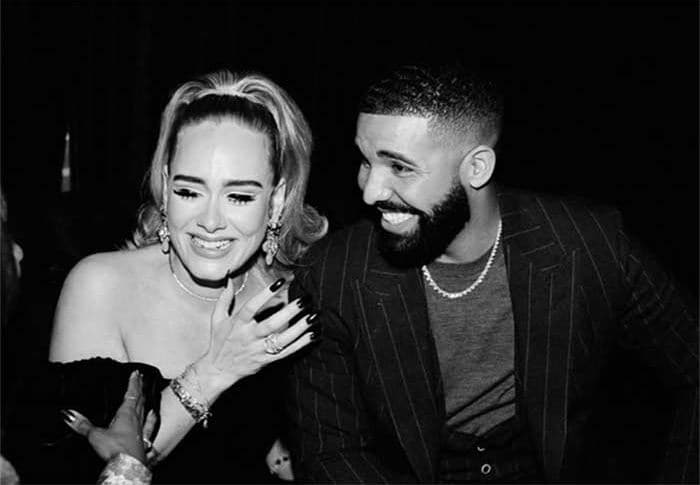 Drake y Adele durante el cumpleaños del rapero