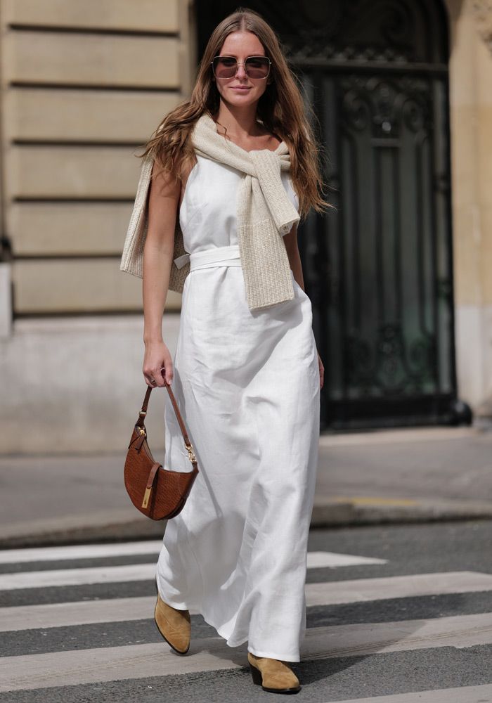 vestido blanco lino a