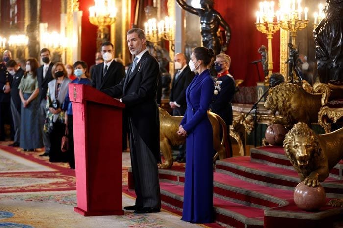 Reyes Felipe y Letizia en la recepción del Cuerpo Diplomático