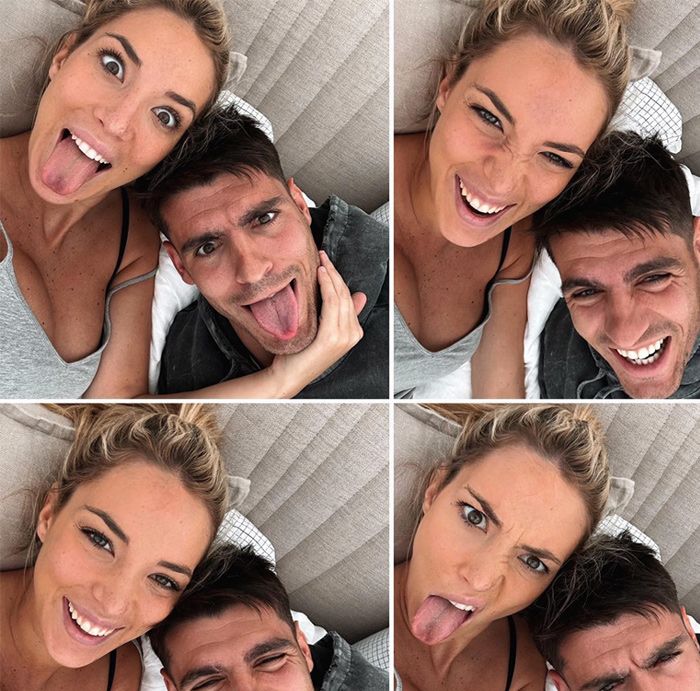 Alice Campello haciendo bromas con Alvaro Morata