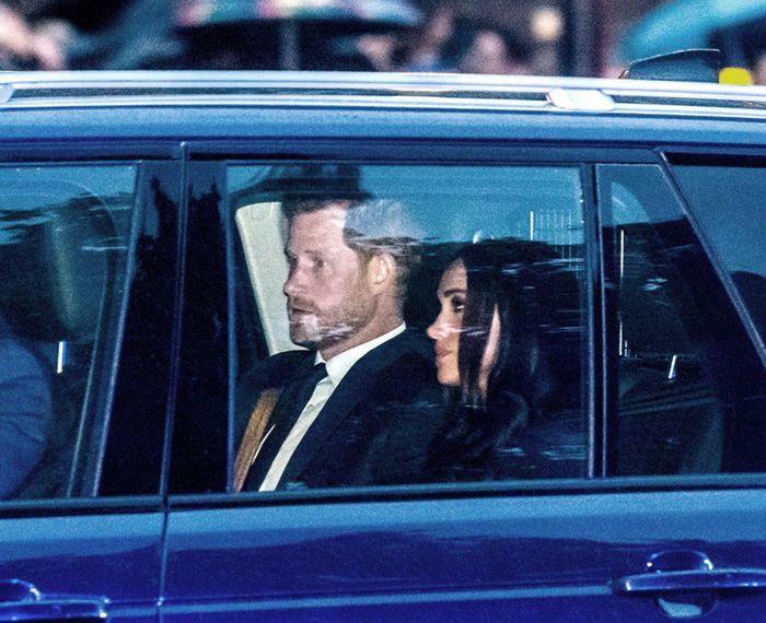 Harry y Meghan llegando a Buckingham