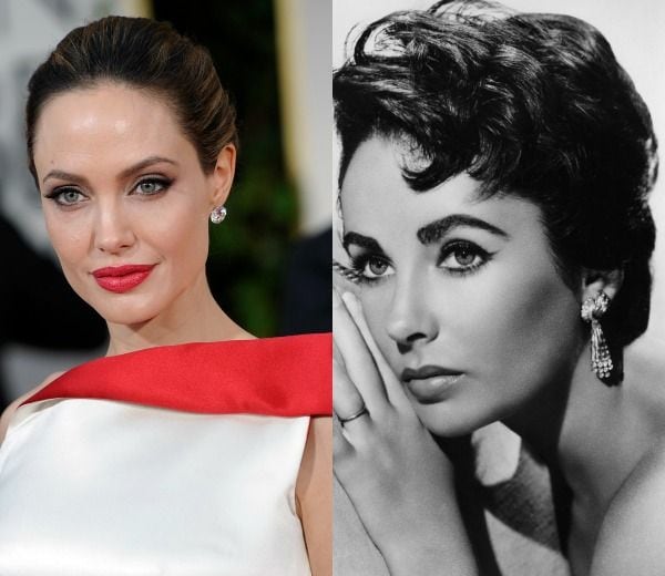 Elizabeth Taylor en 1954, con cat-eye acabado en punta, ligeramente difuminada, y cejas muy marcadas.
