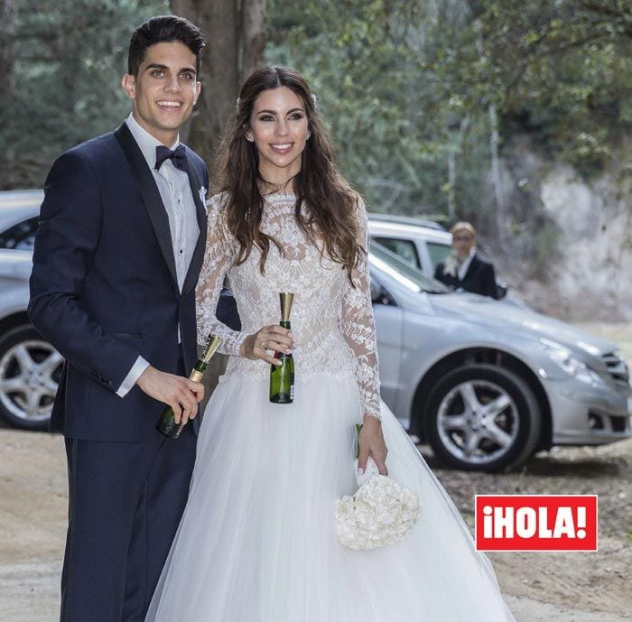 Marc Bartra y Melissa Jiménez el día de su boda