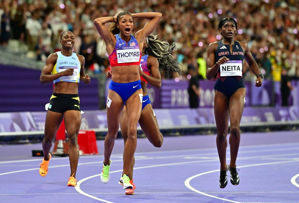 Gabby Thomas en la final de 200m de París 2024