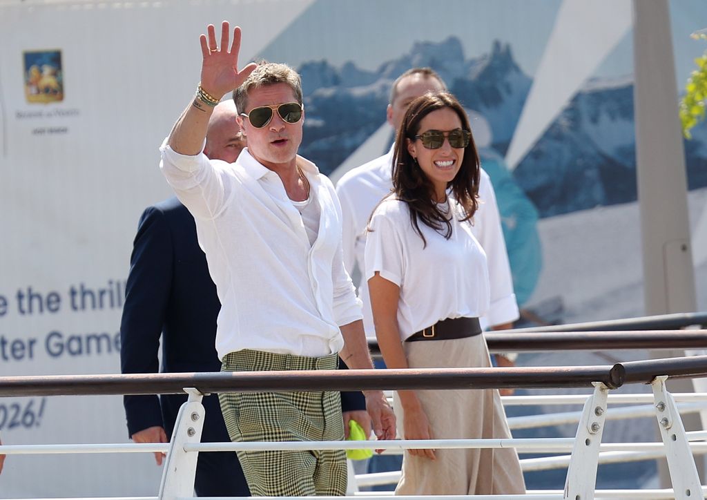 Actor Brad Pitt and Ines de Ramon in Venice