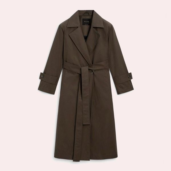 Gabardina trench larga algodón