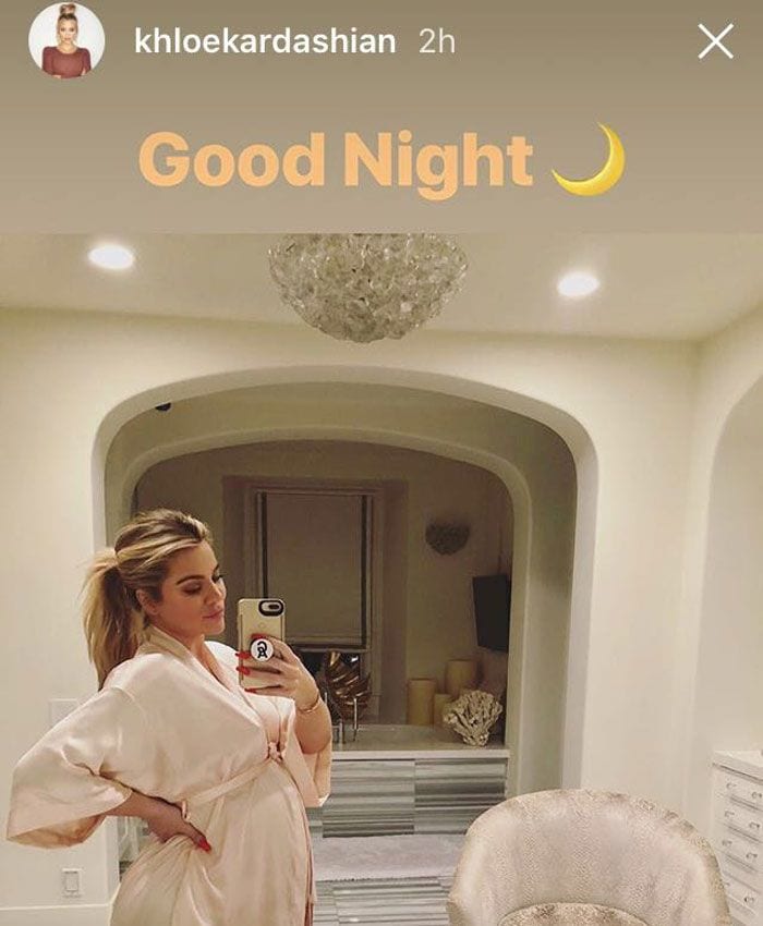 Khloe Kardashian Instagram Storie dando las buenas noches