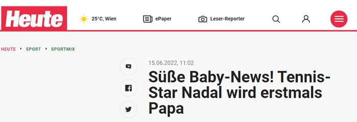 heute publica que Rafa Nadal y Mery Perelló esperan un hijo