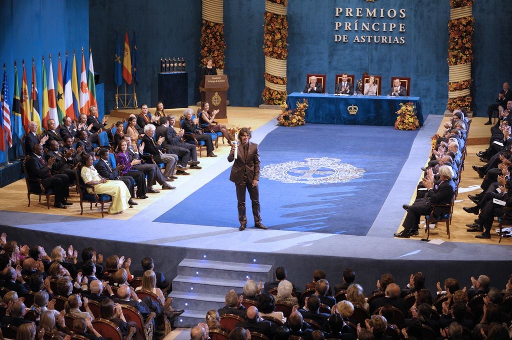 Spanish tennis player Rafael Nadal walks away after receiving the Prince of Asturias Award Laureate for Sports from Spain's Prince Felipe and Princess Letizia during a ceremony at the Campoamor Theater in the northern spanish city of Oviedo, on October 24, 2008. AFP PHOTO / MIGUEL RIOPA  (Photo credit should read MIGUEL RIOPA/AFP via Getty Images)