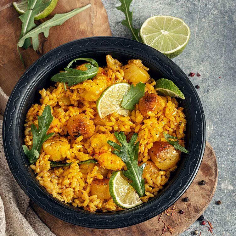 Arroz fácil con vieiras