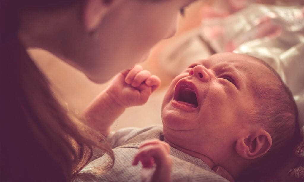 Newborn baby girl crying