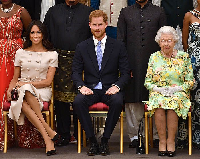 Isabel II, Meghan Markle y príncipe Harry