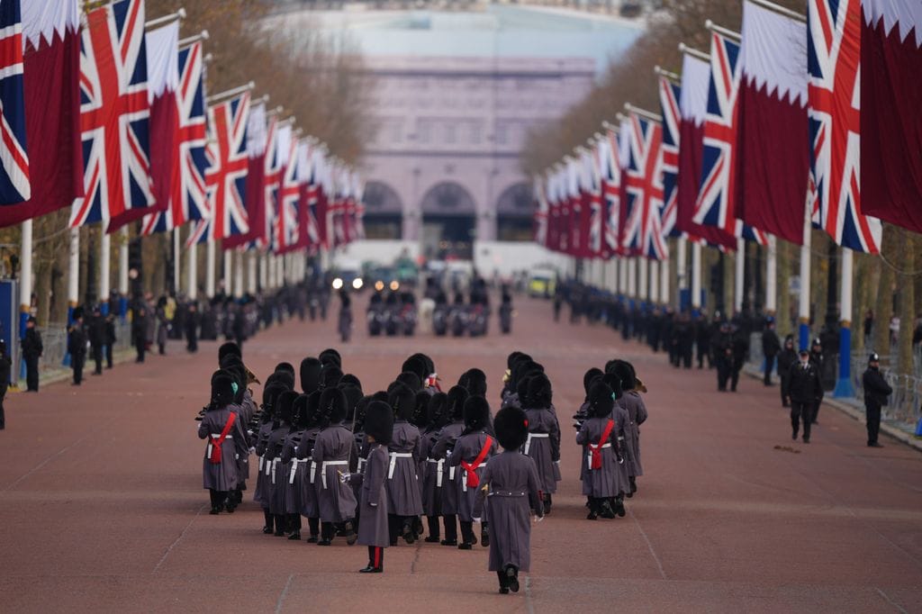 Ceremonia de bienvenida al emir de Catar a REino Unido el 3 de diciembre de 2024