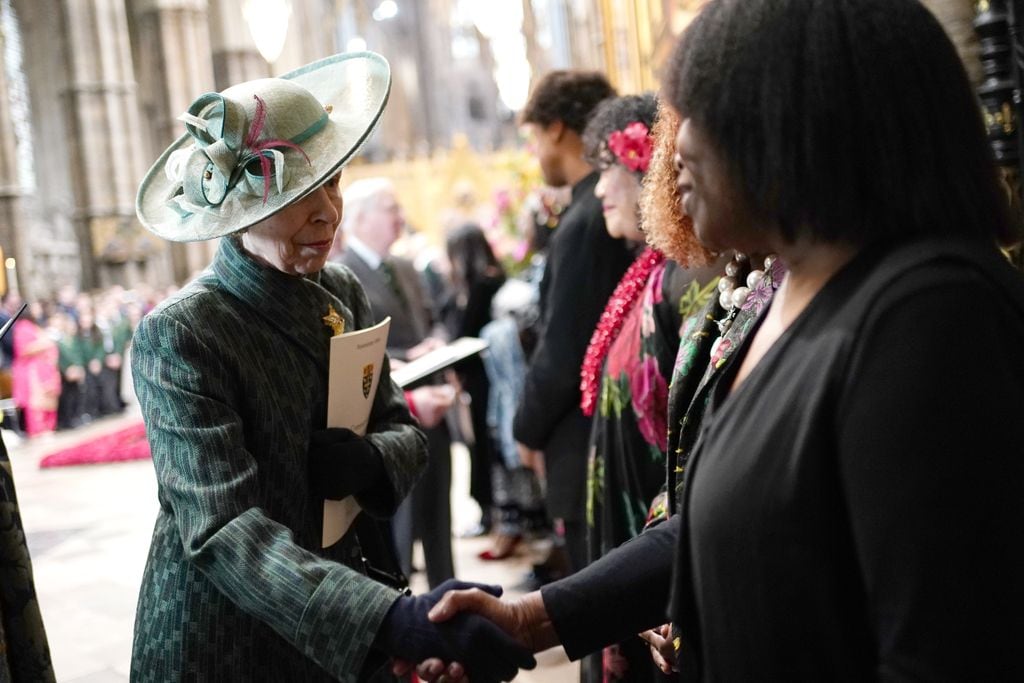 The Princess Royal meeting performers including Joan Armatrading, at the end of the annual Commonwealth Day Service of Celebration at Westminster Abbey, in London. Picture date: Monday March 10, 2025. *** Local Caption *** .