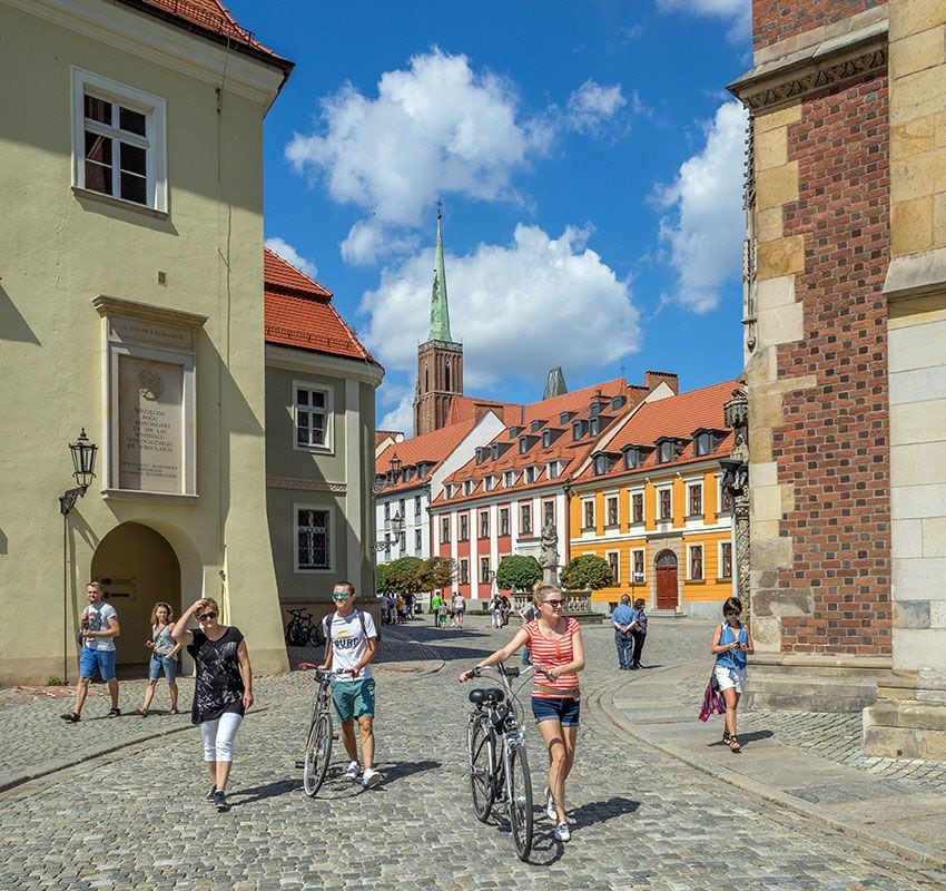 Wroclaw, paseo en bici por las calles peatonales del casco histórico