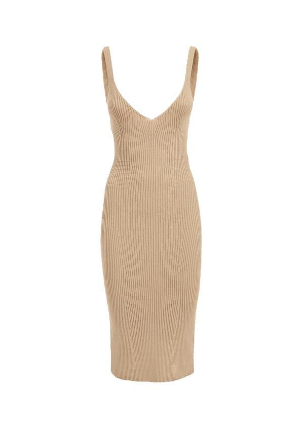 vestido camel cenido guess canale