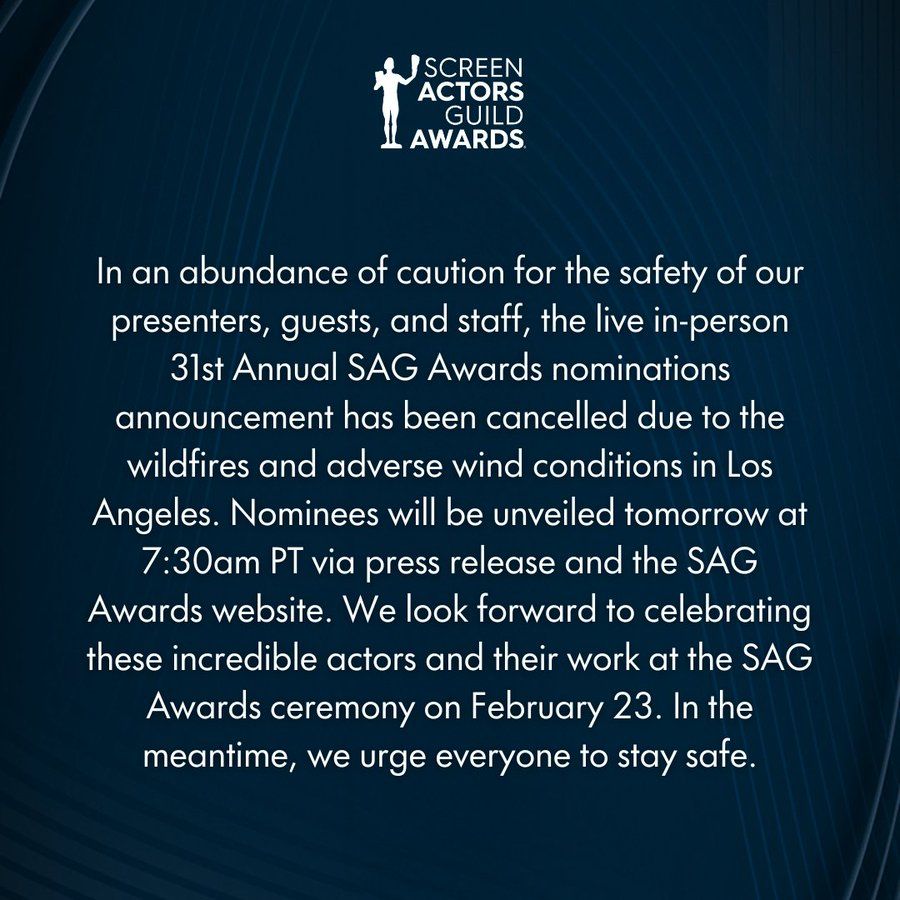 Comunicado de los SAG Awards ante los incendios de California